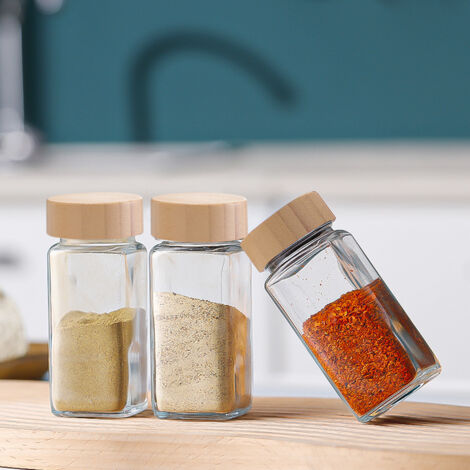 12Pcs Glass Spice Jars with Bamboo Lids