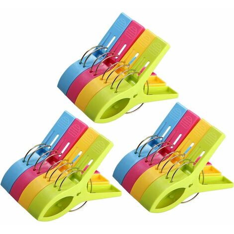 12Pcs Grandes Pinces à Linge Clip de Brise-Vent,Grande Pinces,Durable Serviette Clips pour Serviette de Plage\\/Serviette de Toilettes\\/Draps de Bain\\/Nappes et Vêtements