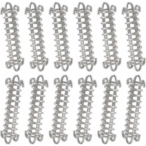 12pcs Heavy Duty Tent Rope, Stainless Steel Spring Rope Buckle, for Tarpaulin, Tent, Metal Grille