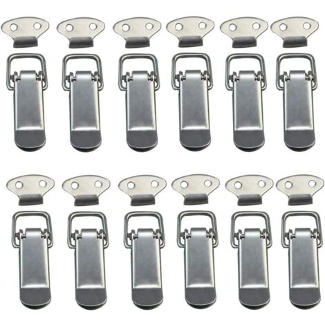 12Pcs Hood Clips, Lever Latches, Spring Loaded Latches, Toggle Latch Spring Clips, Stainless Steel Spring Loaded Latches with Hooks for Cabinets, Boxes, Drawers, Cupboards