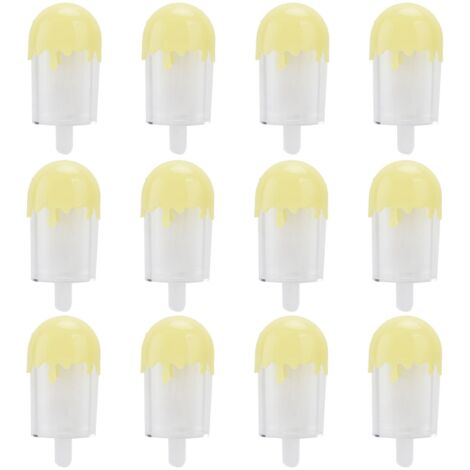 12Pcs Ice Cream Shape Candy Box Plastic Candy Case Container Wedding Party SuppliesYellow