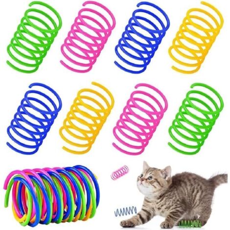 12Pcs Jouets de Printemps pour Chats, Coloré Jouet Ressorts Chat, Jouets de Ressorts en Spirale en Plastique Interactif Chat