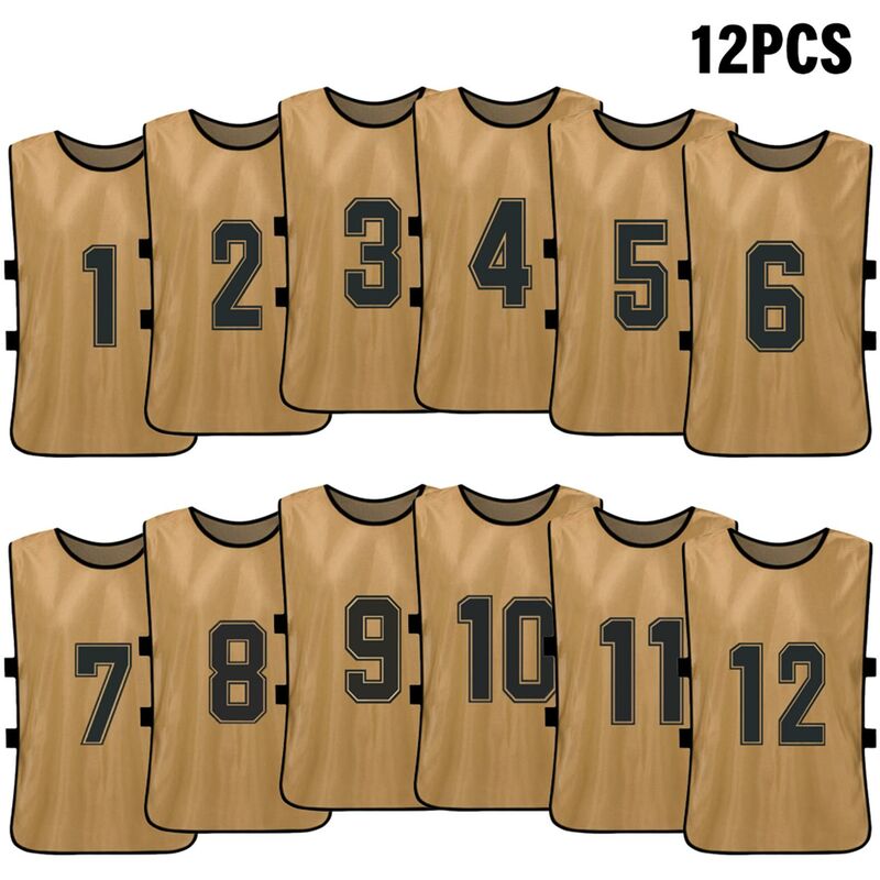 

12PCS Kid's Football Pinnies Jerseys de futbol de secado rapido Deportes juveniles Scrimmage Equipo de baloncesto Entrenamiento Baberos numerados