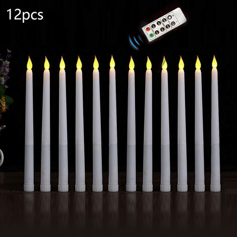 12Pcs lampada a candela elettrica con telecomando sfarfallio senza fiamma LED cono simulazione candela cena a lume di candela decorazione di cerimonia nuziale,A