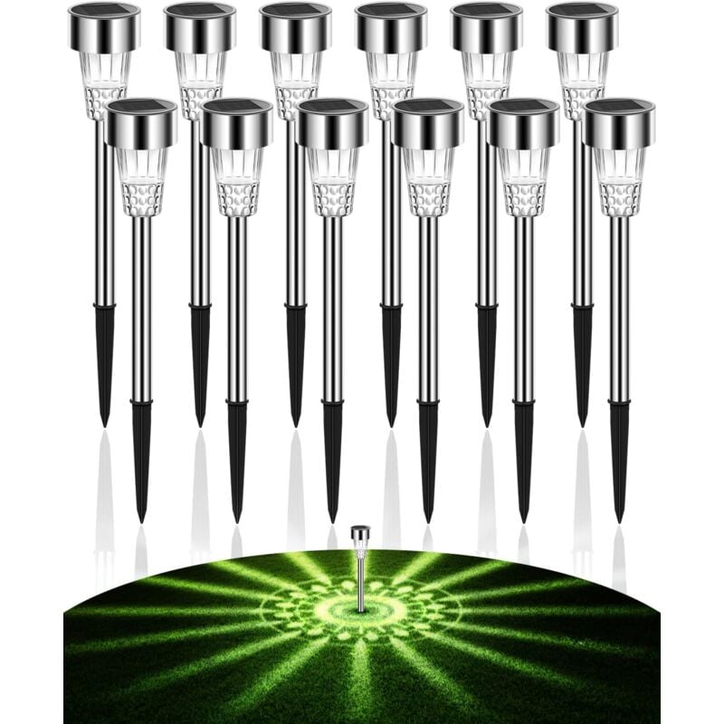 12PCS Lampe Solaire au Sol Etanche IP65, Lumière Solaire Décoration Eclairage pour Chemins Terrasse Pelouse