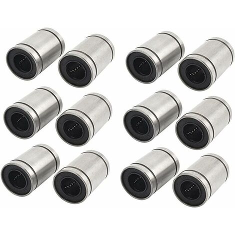 12Pcs LM8UU Linéaire Roulements pour Imprimante 3D, RepRap Prusa Mendel DIY CNC Mouvement, Prusa Mendel, Reprap (8mm x 15mm x 24mm)