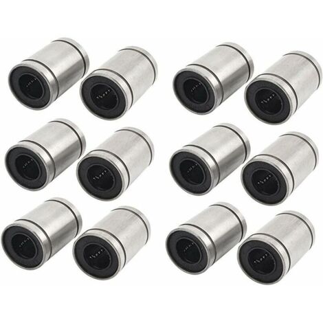 12Pcs LM8UU Linéaire Roulements pour Imprimante 3D, RepRap Prusa Mendel DIY CNC Mouvement, Prusa Mendel, Reprap (8mm x 15mm x 24mm)