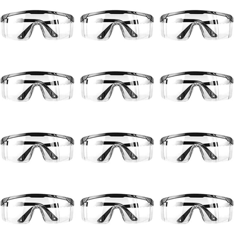 12pcs Lunette protection,Lunette de protection travail,Lunettes de Protection de Vision Intégrale,Lunettes de protection anti-buée avec protection uv