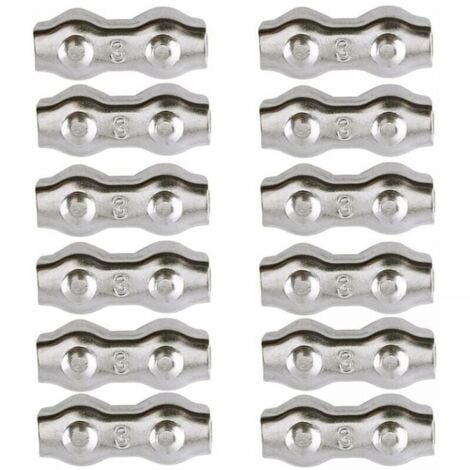 12PCS M3 Steel Cable Ties, 12pcs Duplex Cable Ties, 304 Stainless Steel Cable Clips, 2mm Wire Rope Clips, Clothesline