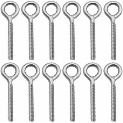 12Pcs M6 Eye Bolts 304 Stainless Steel Eyebolt Eye Screw Eyebolt for Swing Outdoor Machine