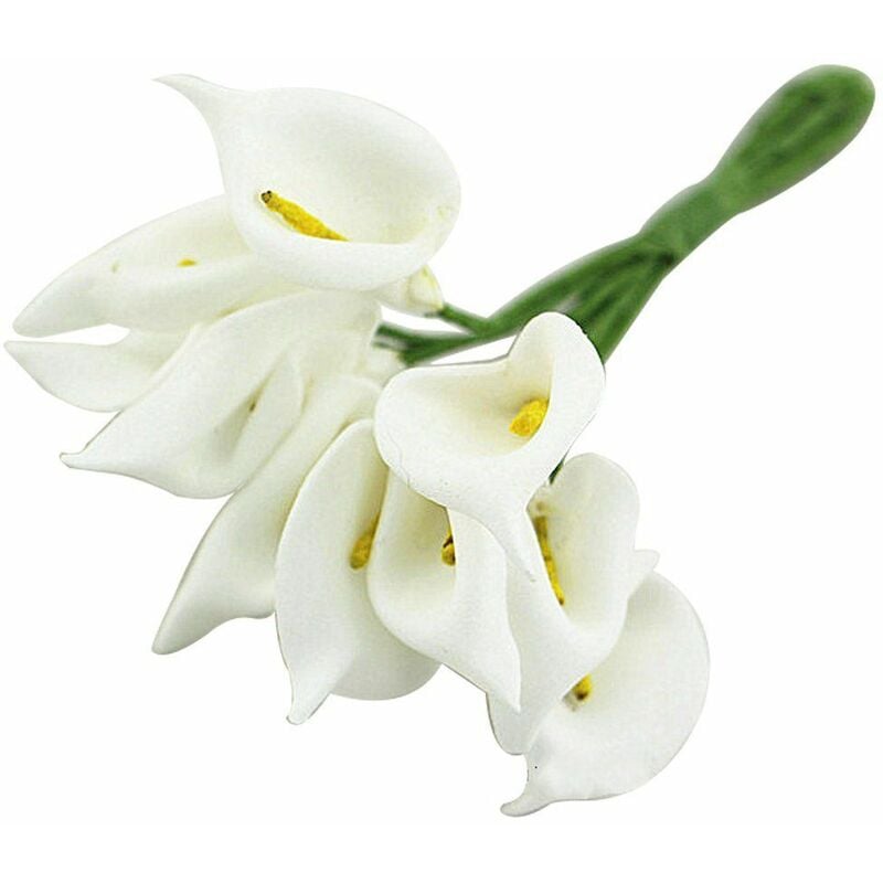 12Pcs Mini Calla Artificielle Bouquet de Mariage DéCoration Bricolage Guirlande Blanc