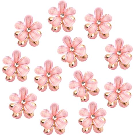 12pcs Mini Pinces à Cheveux, Pince à Cheveux avec Des Fleurs, Mini Barrette Clip en Métal, Mini Clips de Griffe, Petites Pinces à