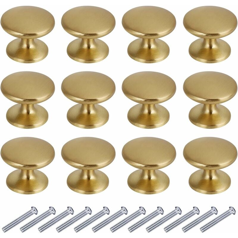 12pcs, or), 27mm,Boutons de Porte Rond Boutons de Tiroir 27mm Poignées de Meuble pour Placard Armoire Cuisine