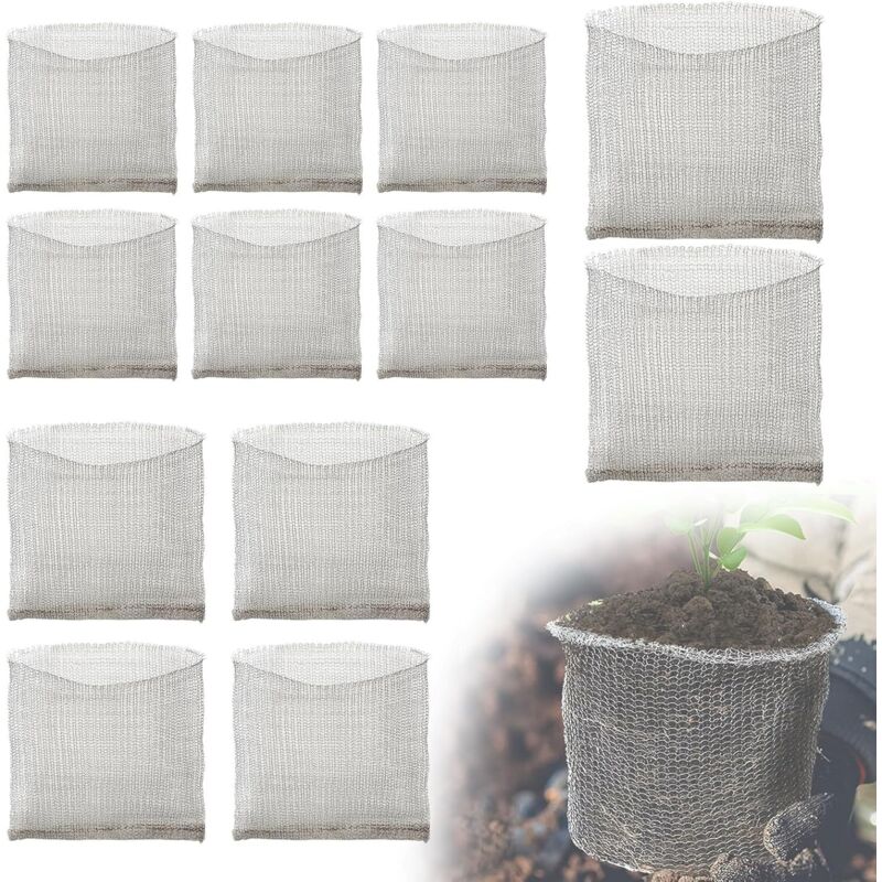 12PCS Panier Anti Campagnol en INOX, Sac en Grilles d'acier Inoxydable Contre Les Rongeurs, Protection en Filet Métallique pour Racines des Plantes