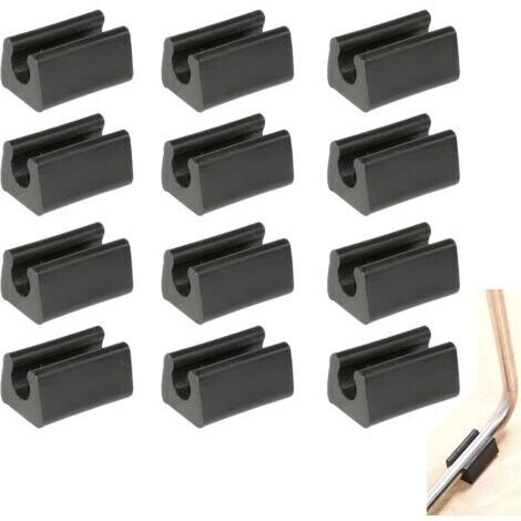 12pcs Patin Pied Chaise Tube Embout Tampon Capuchon Bouchon Protection Plancher Meuble Forme U en Plastique Chaise Casquettes,Chaise Jambe Caps Silicone Tube Pince (7-9mm,Schwarz)