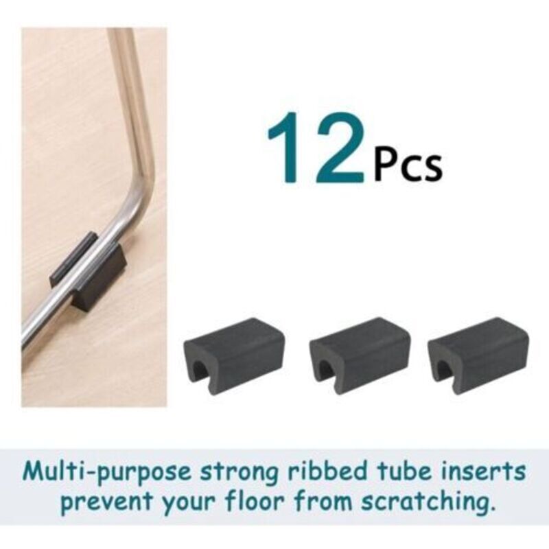 12pcs Patin Pied Chaise Tube Rond Embout Tube Pied Table Fauteuil Tampon Meuble Forme Rectangle Noir(Convient pour tube de 10mm)