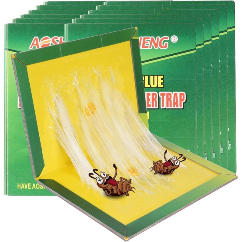 12PCS Pièges Adhésifs, Puissant Plaques de Glu, Plaques Collantes Anti Antiparasitaires et Rongeurs