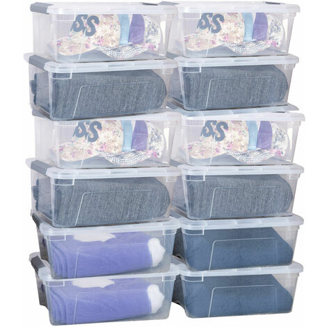 main image of "12PCS Plastic Storage Bin 12L Stackable Tote Organizing Container for Home Office"