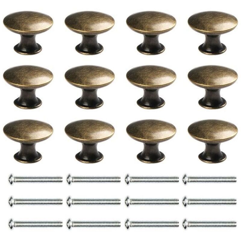 12PCS Poignées Meuble Cuisine Vintage Bronze Bouton de Porte pour Cuisine Meuble Placard de 30mm
