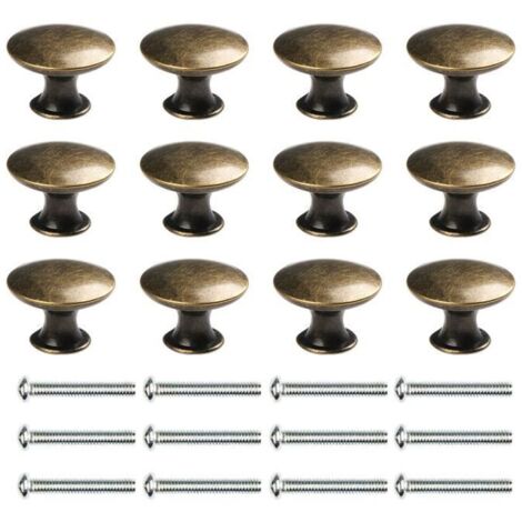 12PCS Poignées Meuble Cuisine Vintage Bronze Bouton de Porte pour Cuisine Meuble Placard de 30mm