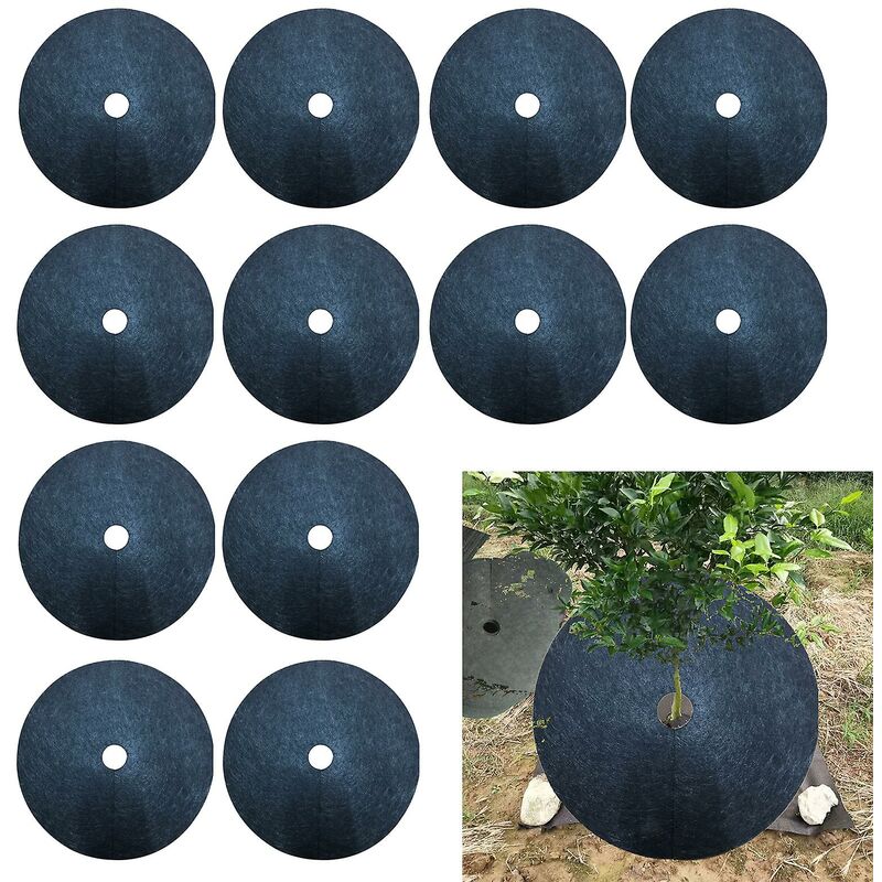 Serbia - 12pcs Protection Mat Covering Ring For Tree Plant Black Made Of Nonwovens Material Weeding Cloth 12.59in