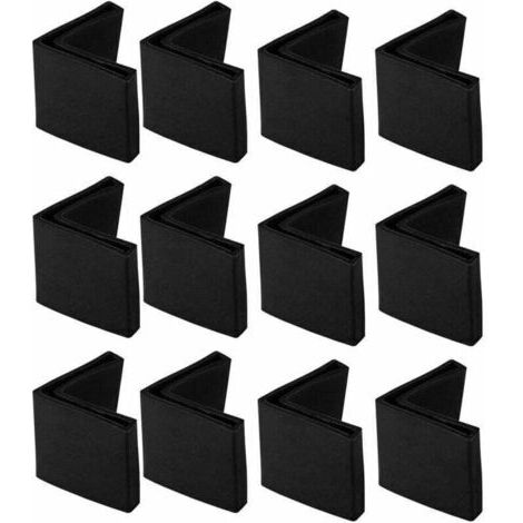 12pcs Protection Pied de Chaise en fer Table Embout Pied 50 x 50 mm Noir de Chaise Meuble Capuchons Protection Sol en Caoutchouc forme L