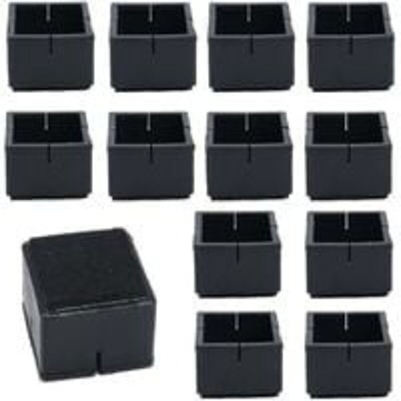 12Pcs Protege Pied de Chaise Carré 49-55mm Protège Jambes Table et Chaise PVC Capuchons Carrés avec Feutre Protege Pied de Chaise Carre Noir pour