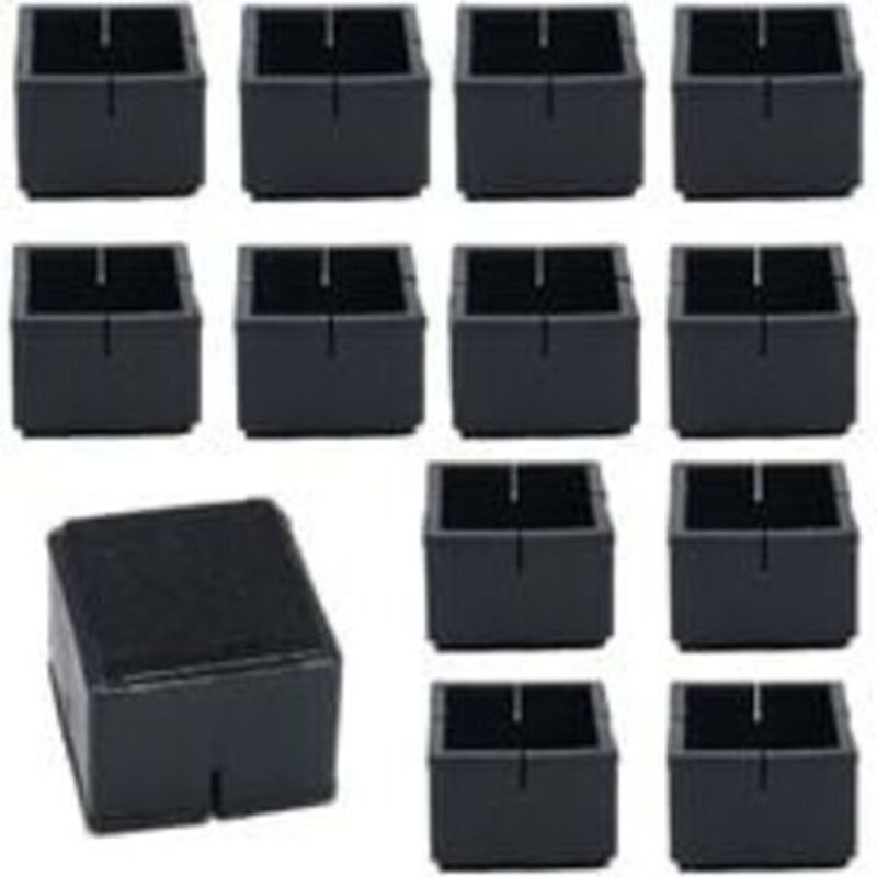 12Pcs Protege Pied de Chaise Carré 49-55mm Protège Jambes Table et Chaise PVC Capuchons Carrés avec Feutre Protege Pied de Chaise Carre Noir pour