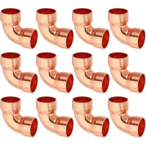 12pcs Raccord Coudé en Cuivre pour Tuyaux Gaz, 14mm Tuyau d'Arrosage Durite Essence, Raccords Tuyauterie à Pression HVAC Climatisation Plomberie, Épaisseur 1mm - 15mm x