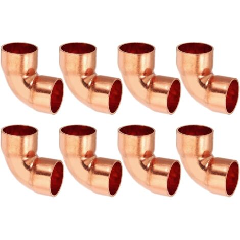 12pcs Raccord Coudé en Cuivre pour Tuyaux Gaz, 14mm Tuyau d'Arrosage Durite Essence, Raccords Tuyauterie à Pression HVAC Climatisation Plomberie, Épaisseur 1mm - 18mm x