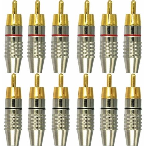 12Pcs RCA Connecteur male,Connecteurs Audio vidéo RCA,RCA Terminal connecteur Audio,RCA connecteur à sans soudure,Connecteurs RCA Plug Jack-LIAIKI
