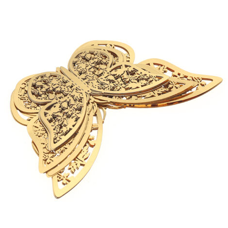 12pcs/set 3D Butterfly Wall Stickers Removable Mural Stickers DIY Art Wall Decals Decor with Glue for Bedroom Wedding Party--Gold