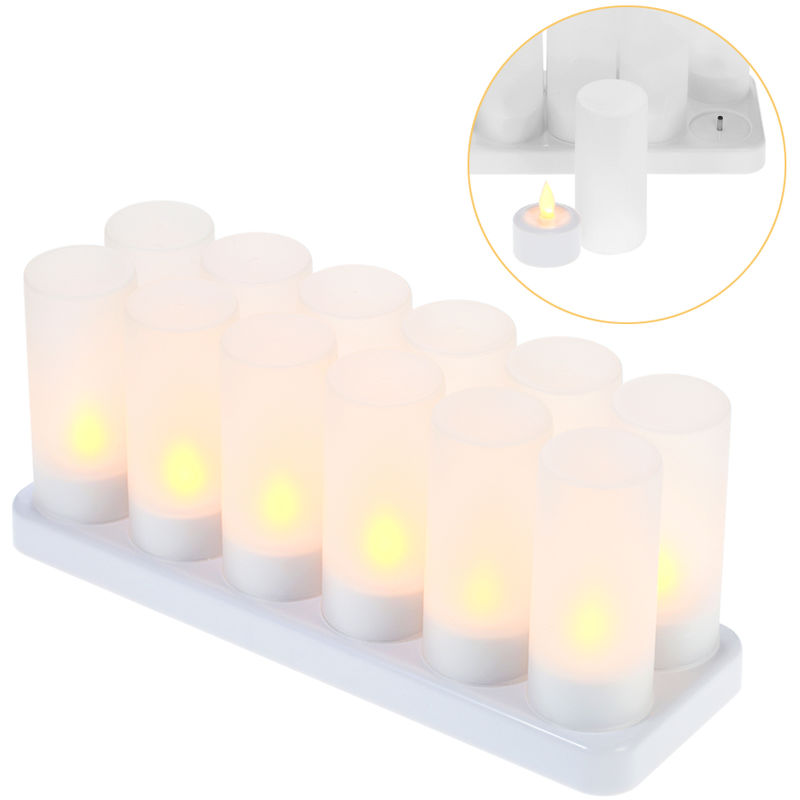 

12pcs / set de luces LED velas con heladas Copas, amarillo claro, AC100-240V