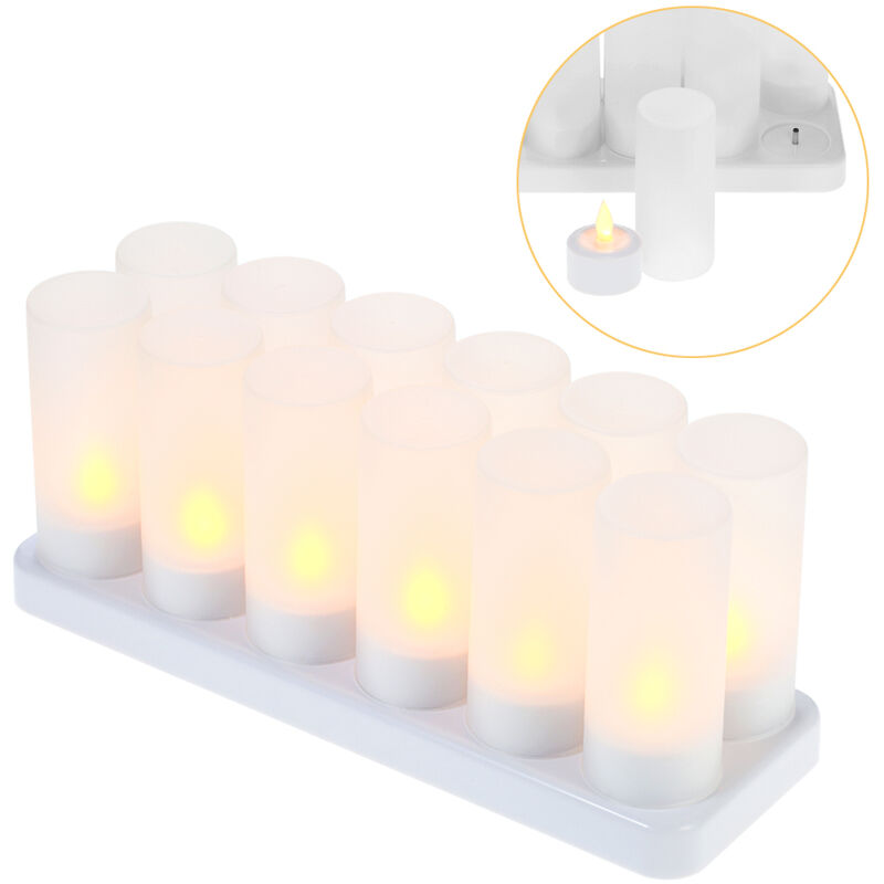 

12pcs / set velas de luces LED con tazas esmeriladas luz amarilla AC100-240V