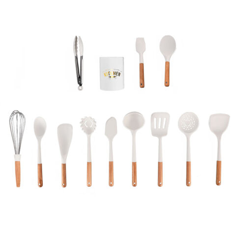 12Pcs Silicone Cooking Utensil Set White Nordic Minimalist Style NonStick Kitchenware Kit for Kitchen Gadgets