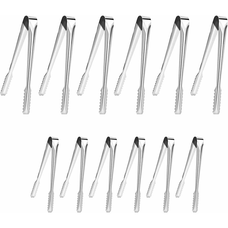 Image of Niceone - 12pcs Sugar Tongs Bar Ice Tongs Candy Tongs Ice Cube Tongs Stainless Steel Sugar Tongs Small Serving Tongs for Ice Cream, Sugar, Cookie,