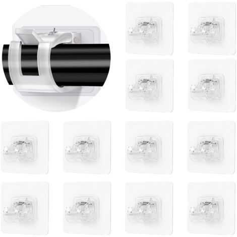 12PCS Supports de Tringle à Rideau Auto-adhésifs, Sans Percage pour Porte-Serviettes Maison Salle Bain Hôtel