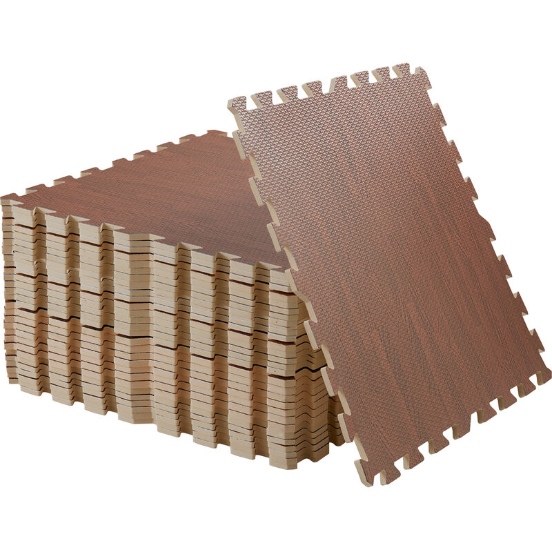 Unho - Tapis en Mousse eva Emboîtables - 240 x 180cm - Effet Bois Doux pour Salon Chambre Salle de Gym - E1.0cm Noyer 12Pcs