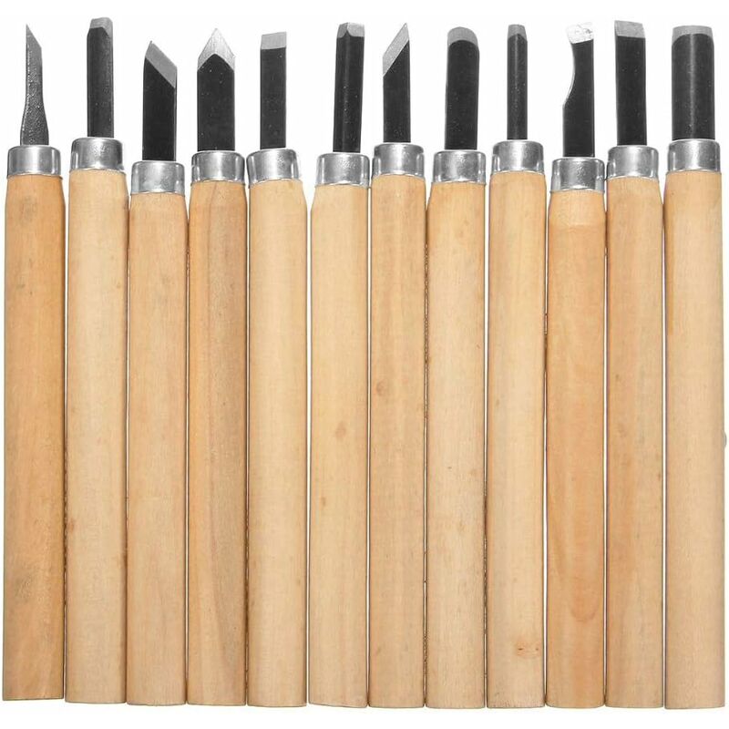 12PCS Wood Engraving Tool Hand Knife Wood Carving Carving Chisels for Sculptor, Carpenter, Hobbyist, Pottery