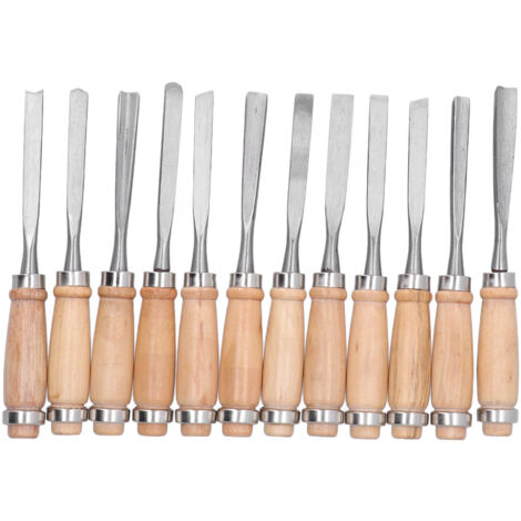 12Pcs Wood Turning Chisels Wood Grooves Parting Tools Set Woodworking Carving Accessories 8in