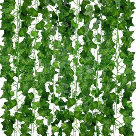 12Pezzi Edera Finta da Decorazioni Casa, Viti Artificiali Appese per la Decorazione Piante Finte Finto Verde da Esterno Interno