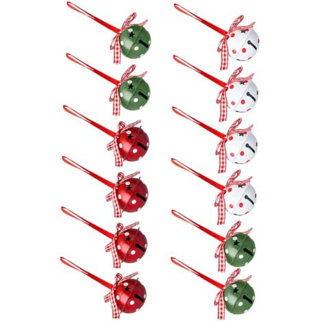 12pièces Cloches De Noël Forme De Nœud À Suspendre Décoratives Pour Sapin De Noël Pendentifs Suspendus