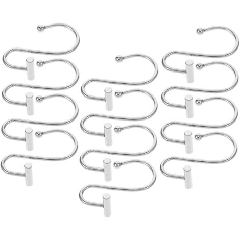12pièces Crochets pour Rideau de Douche et Tringle Supports Décoratifs Forme de S Lot pour Suspension Facile Salle de Bain ou Chambre