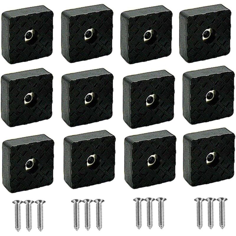 12Pièces,Noir Patin de Chaise carrés 30mm,deplace Meuble Tapis Anti Bruit Patin antiderapant, pour Protection du Sol pour chaises et Meubles,