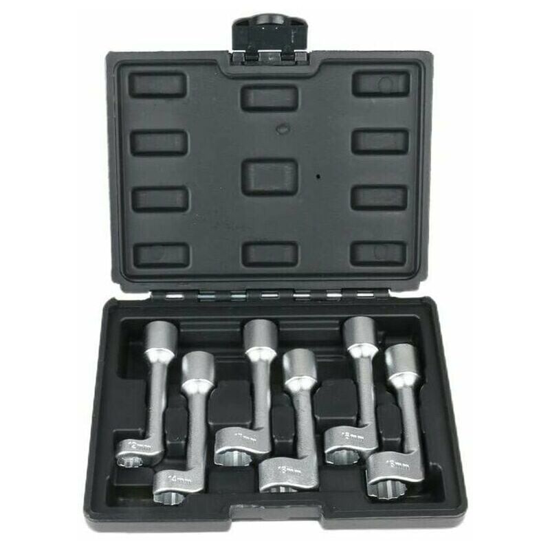12PT 1/2 'Dr L-Type Anneau à extrémité ouverte Injecteur Diesel Ligne de carburant Clé Jeu de douilles 12, 14, 16, 17, 18, 19 mm (6 pièces)