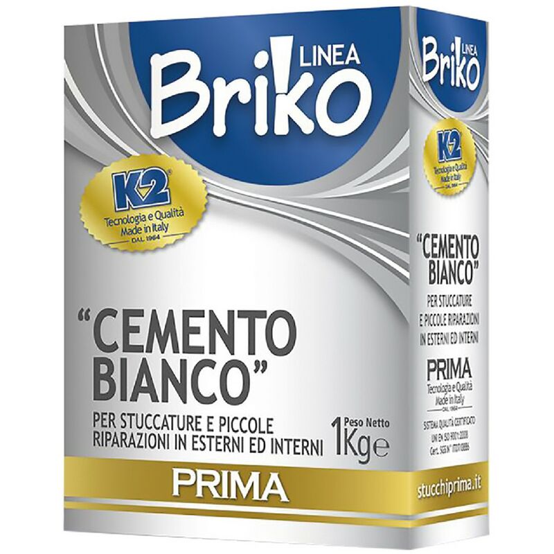 Image of 12PZ cemento bianco in polvere 'briko K2 kg. 1 - scatola