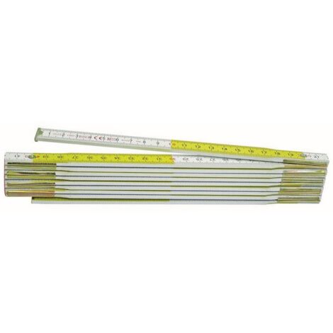 12PZ DOPPIOMETRO IN LEGNO BIANCO/GIALLO lunghezza mt.2