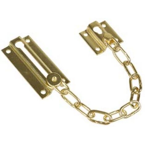12PZ FERMAPORTE CON CATENA DI SICUREZZA IN ACCIAIO OTTONATO - mm.150
