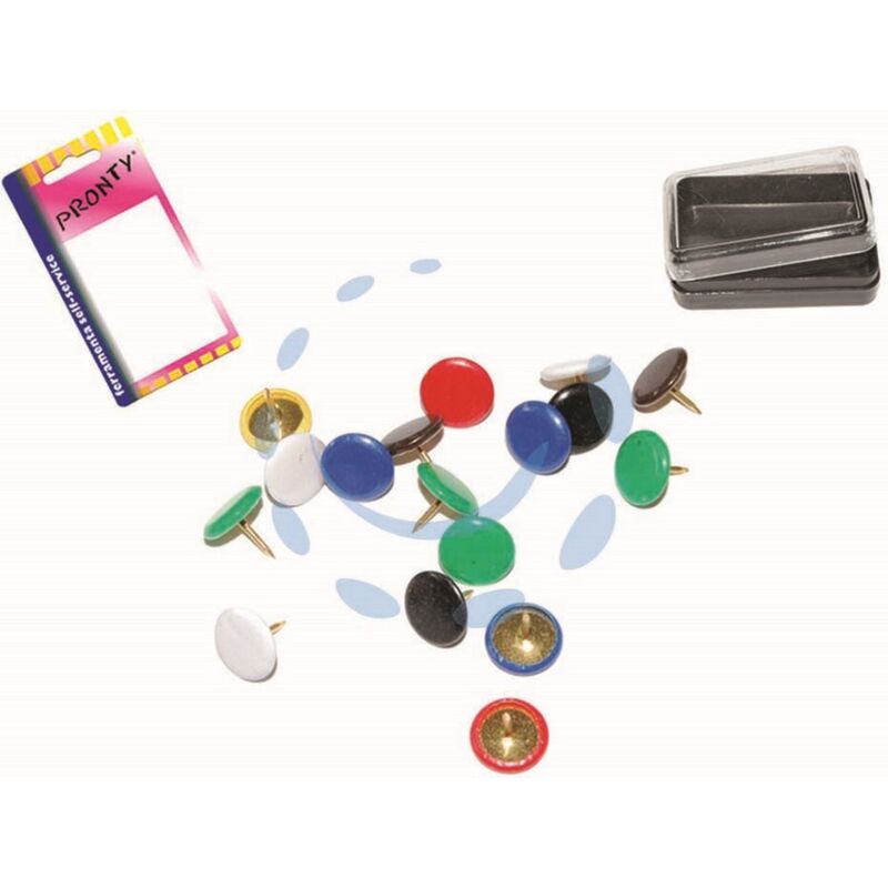 Image of 12PZ puntine da disegno plastificate colori assortiti in blister - colori assortiti, in BL.40 pz. con scatolina