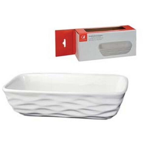 12PZ UMIDIFICATORE IN CERAMICA VASCHETTA RIGATA BIANCA - cm.10x6x24h.
